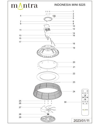 INDONESIA MINI * PLAFÓN / VENTILADOR - RATAN